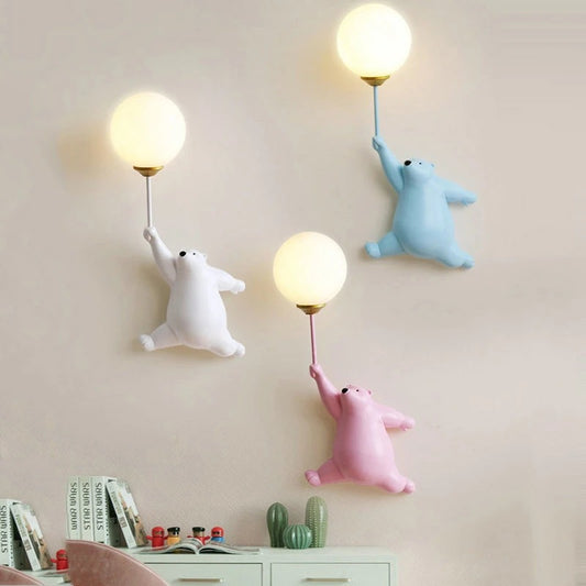 Modern Simple Bear Pendant Background Wall Lamps
